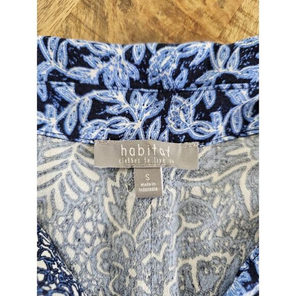 Habitat Blooming Vines Easy Shirt BlousebBlue Size S Floral Bohemian - Picture 4 of 10